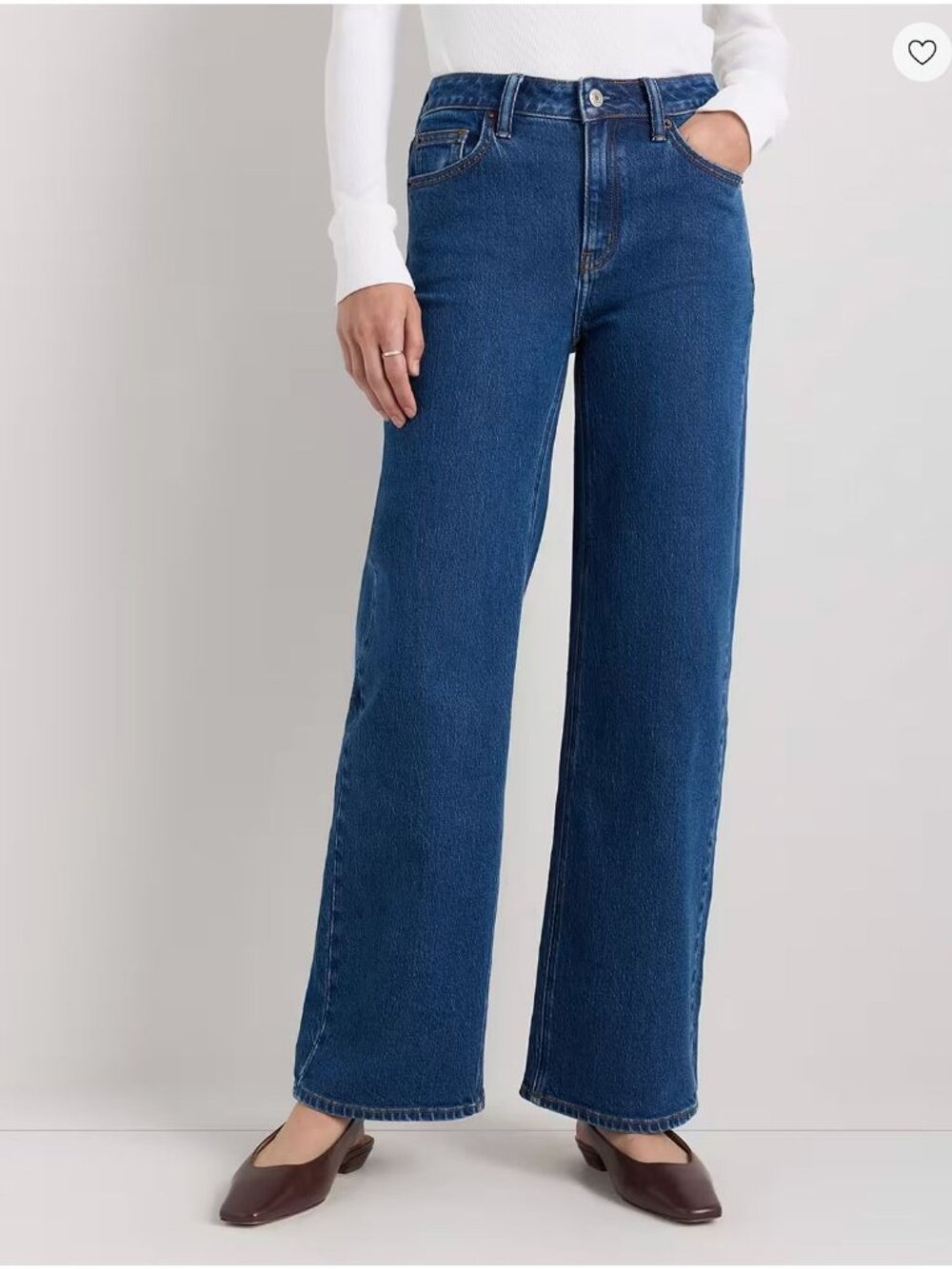 QUINCE Bella Stretch Relaxed Straight Jeans 28" Obsidian Blue